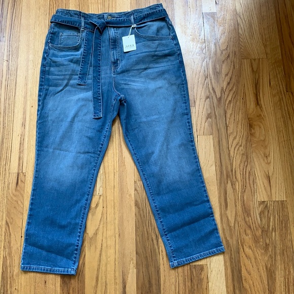 A.n.a Tied Waist Skinny Blue Jeans - Picture 2 of 8